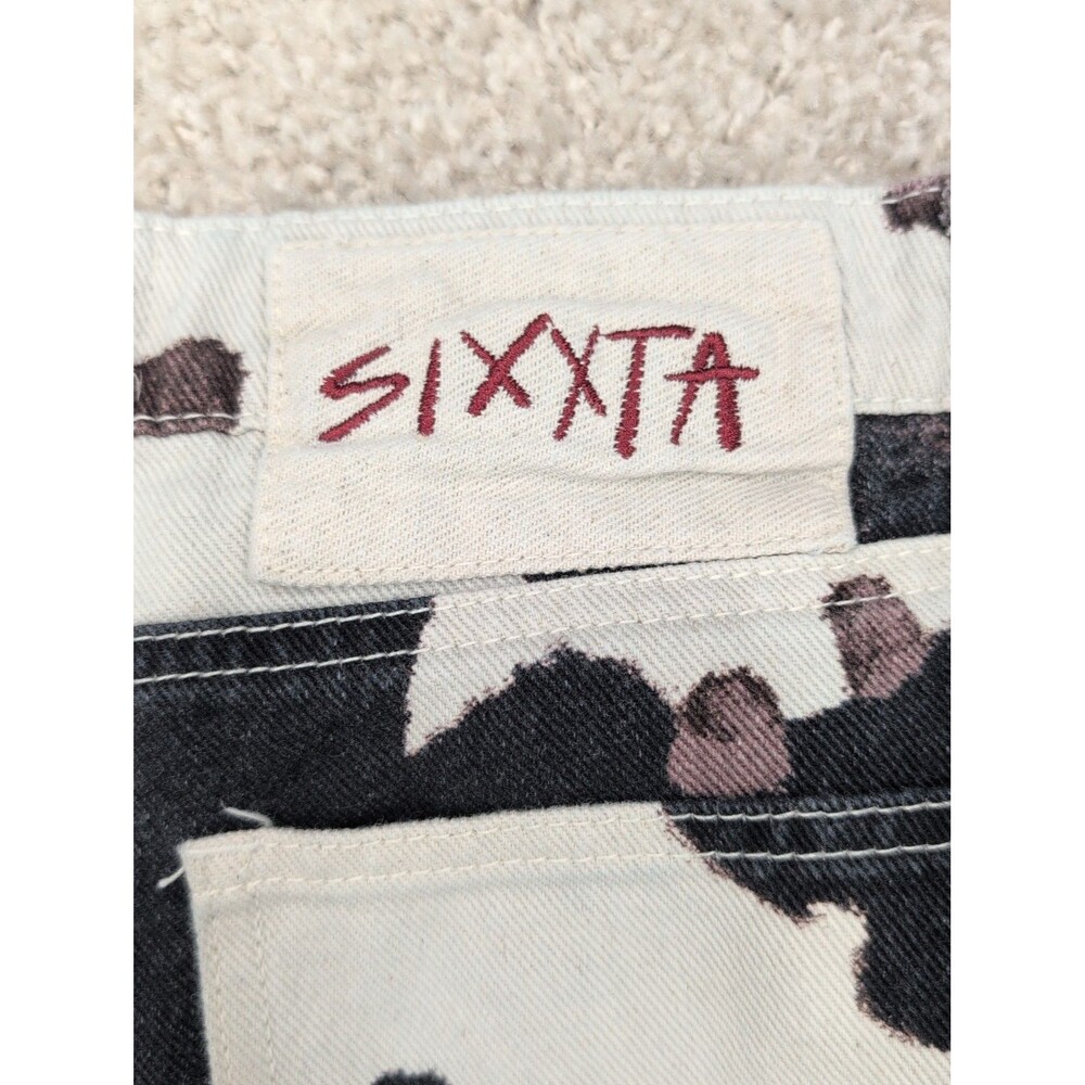 SIXXTA Fiesta Fun Maxi Wide Leg Cow Print Jeans Cowgirl Cowboy Camo Baggy Size 4 - Picture 14 of 14